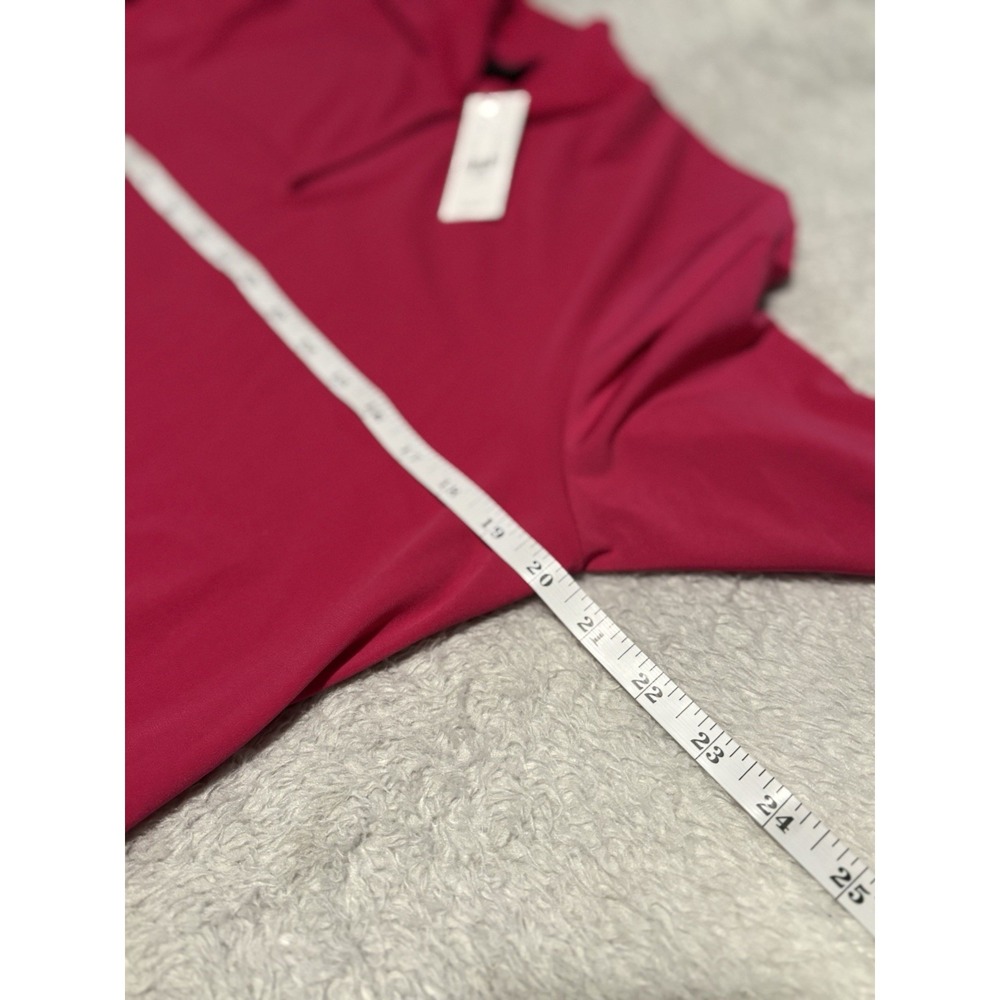 New York & Company 7th Avenue Pink Fuchsia Keyhole Mock Neck Large Shirt NWT - Picture 6 of 8